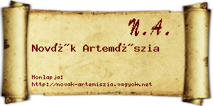Novák Artemíszia névjegykártya
